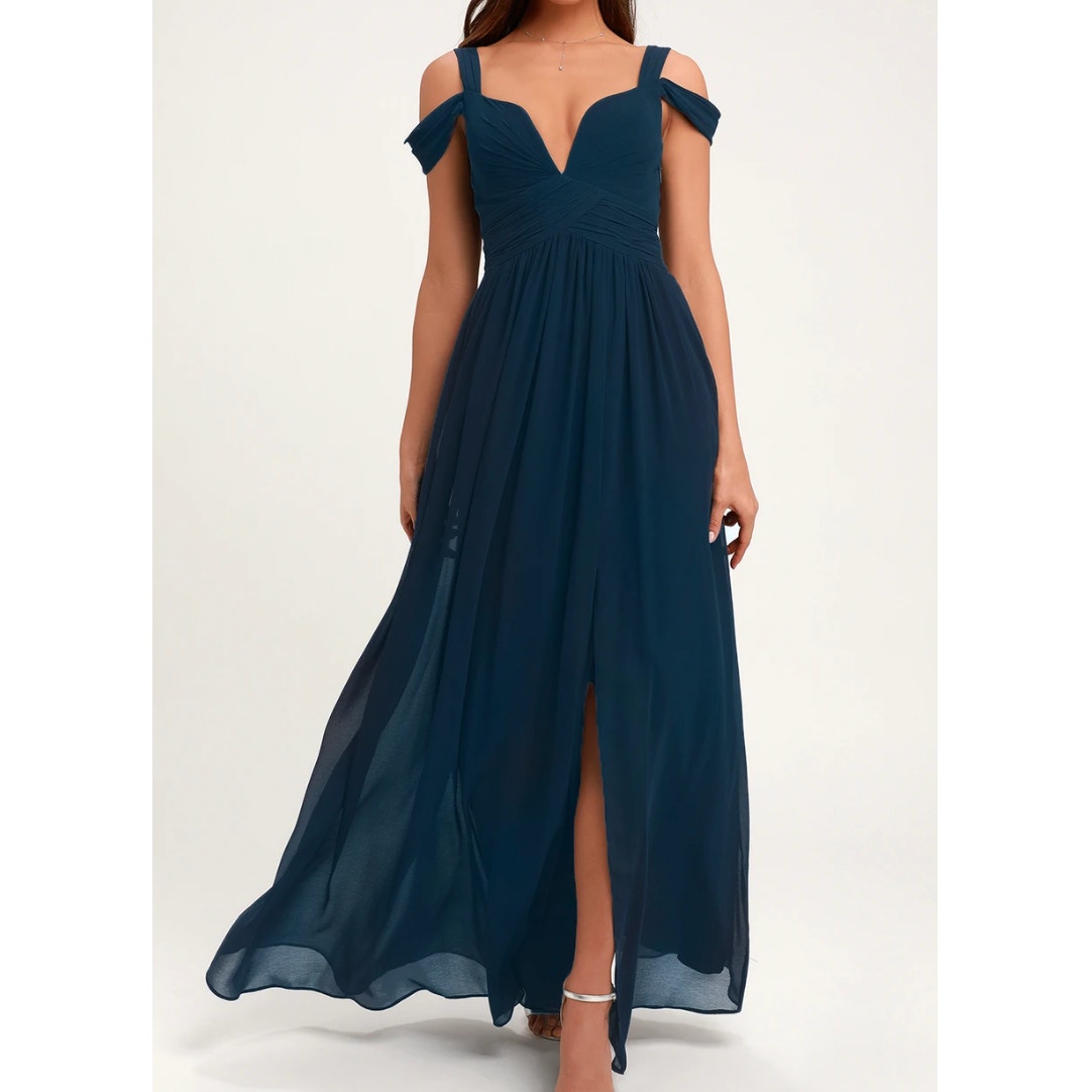 Lulu's Gown Maxi Floor Length Dress Holiday Formal Prom Wedding Bridesmaid Party